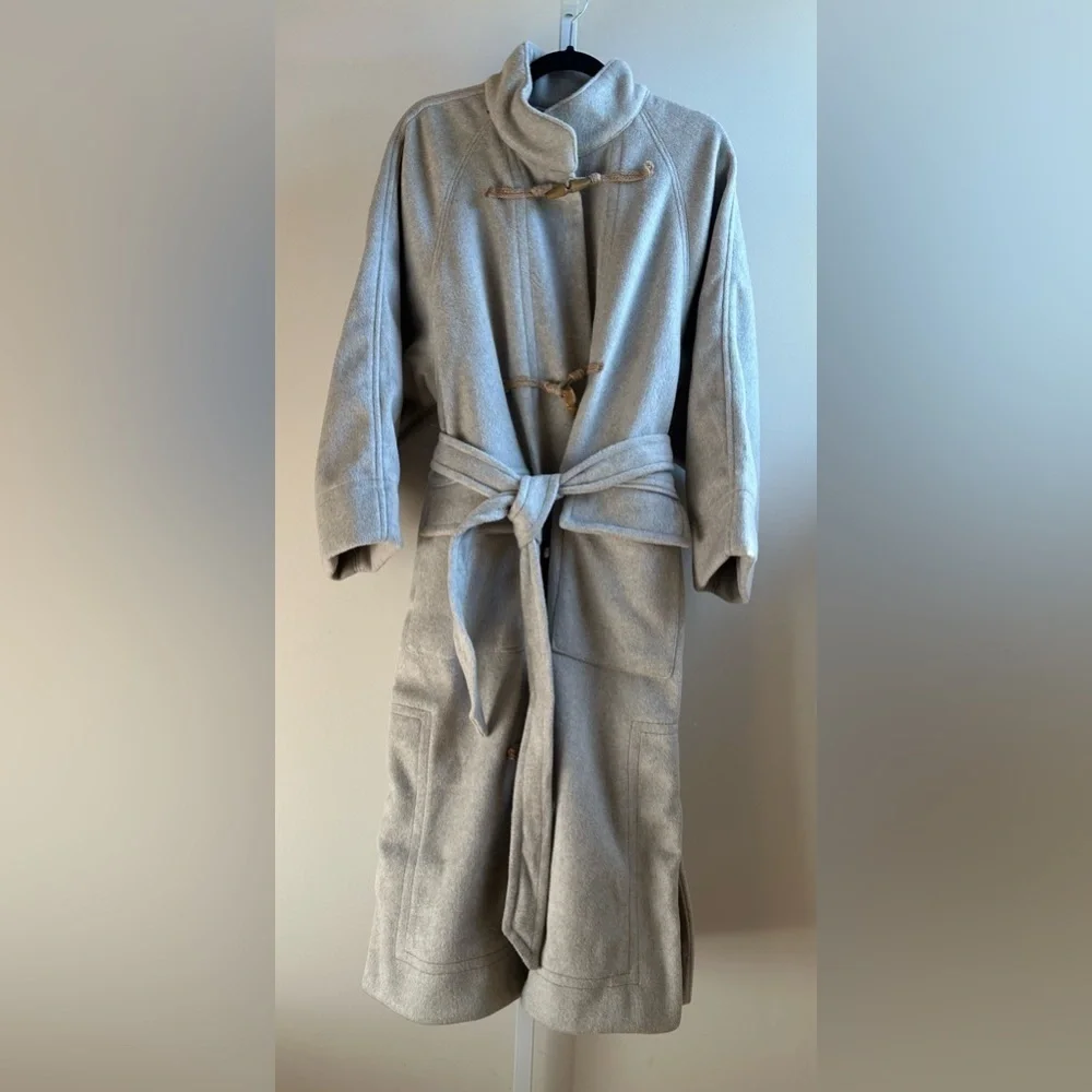 NWT Free People Alma Duffle Coat XS Heathered Coffee Grey Classic Oversized